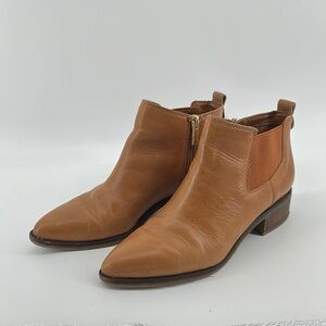 Franco Sarto Tan Leather Upper Ankle Boots with Pointed Toe Size 7.5